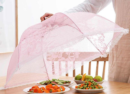 SWEETLY DOES IT UMBRELLA FOOD COVER - PINK AND WHITE POLKA 41CM