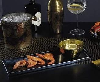 KITCHENCRAFT ARTESà BLUE GALVANISED SERVING PLATTER WITH BRASS BOWL