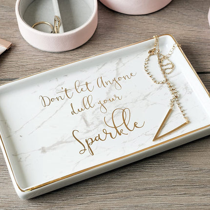 CREATIVE TOPS AVA &amp; I RECTANGLE TRINKET DISH - DON'T LET ANYONE DULL YOUR SPARKLE 