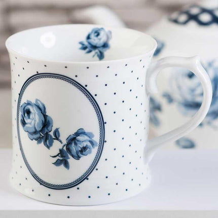 KATIE ALICE VINTAGE INDIGO FLORAL SPOT TANKARD MUG