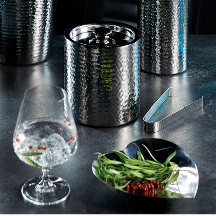 BARCRAFT STAINLESS STEEL ICE BUCKET WITH LID AND TONGS, 1.5 LITRES 2.5 PINTS -