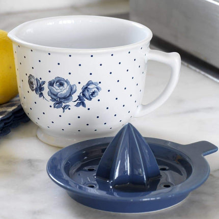 KATIE ALICE VINTAGE INDIGO CERAMIC LEMON JUICER WITH JUG