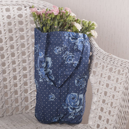 KATIE ALICE VINTAGE INDIGO COTTON FOLDAWAY BAG (β)