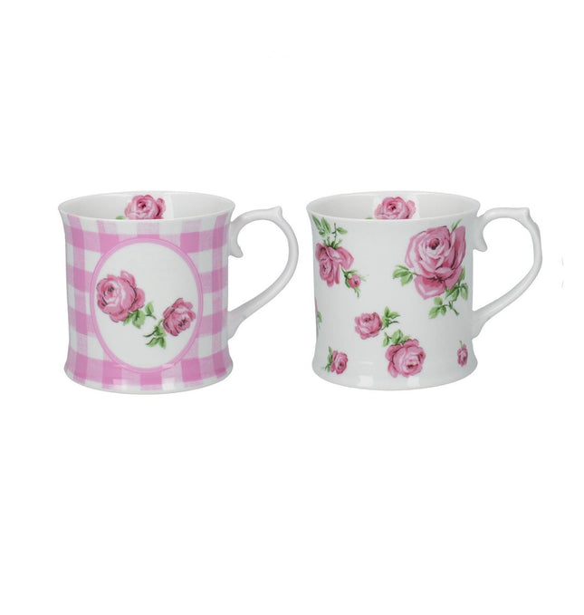 KATIE ALICE VINTAGE ROSES SET OF 2 TANKARD MUGS PINK