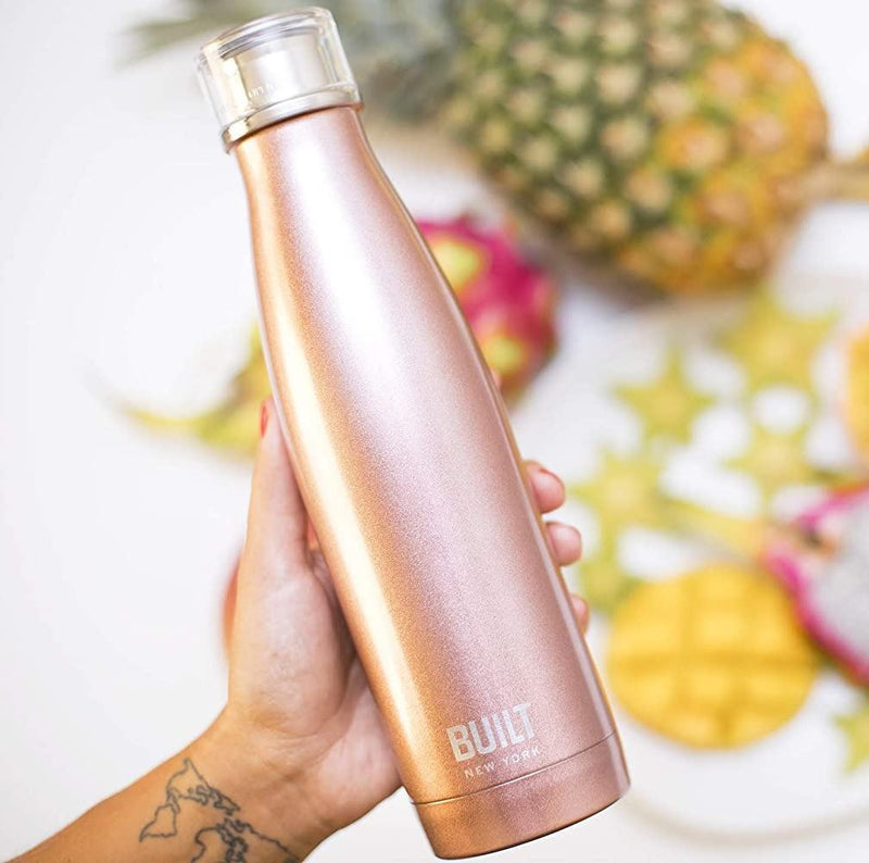 BUILT 17OZ DOUBLE WALLED STAINLESS STEEL WATER BOTTLE ROSE GOLD