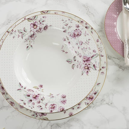 KATIE ALICE DITSY FLORAL RIMMED SOUP PLATE WHITE