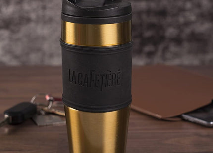 LA CAFETIERE 450ML TRAVEL FLASK PP INNER STAINLESS STEEL OUTER GOLD