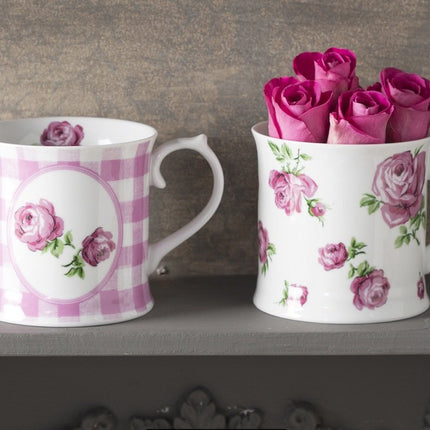 KATIE ALICE VINTAGE ROSES SET OF 2 TANKARD MUGS PINK