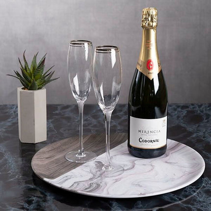 Creative Tops Grey Marble Wood Mix Round Matte Tray