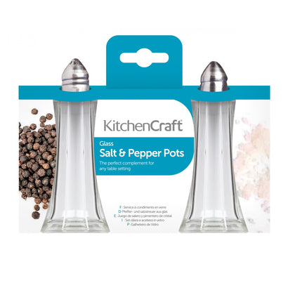KITCHENCRAFT SET OF 2 GLASS SALT AND PEPPER SHAKERS