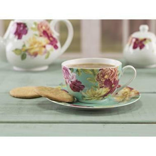 Kew Gardens Southbourne Rose Green Tea Cup and Saucer