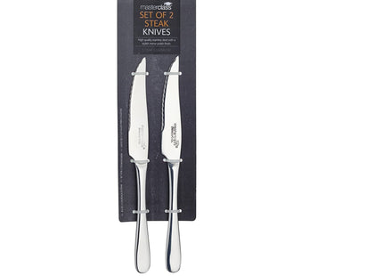 KITCHENCRAFT-MASTERCLASS STAINLESS STEEL SOLID POLISHED SET OF 2 STEAK KNIVES