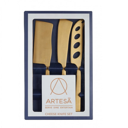 ART CHEESE KNIFE SET OF 3 BRASS