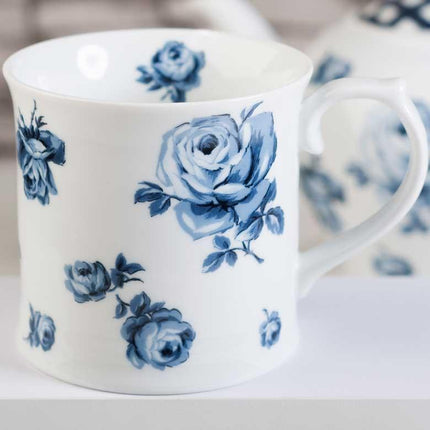 KATIE ALICE VINTAGE INDIGO WHITE FLORAL TANKARD MUG