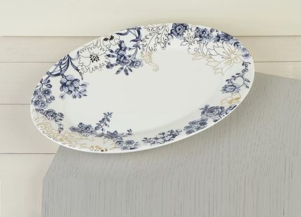 VICTORIA AND ALBERT V&A MUSEUM, PORCELAIN PLATE, PALMERS SILK COLLECTION, PORCELAIN, WHITE, 3 X 34.5 X 24 CM