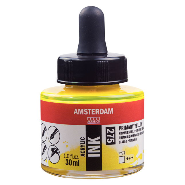 AMESTERDAM 30ML ACRYLIC INK-PRIMARY YELLOWK 