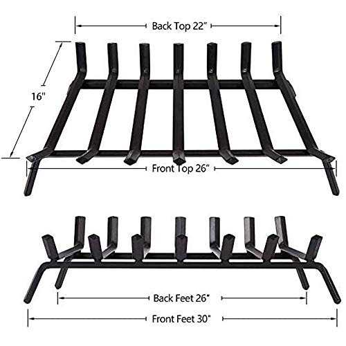BLACK WROUGHT IRON FIREPLACE LOG GRATE 30 INCH