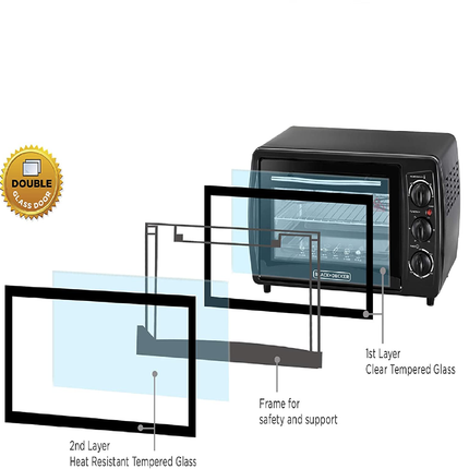 فرن تحميص زجاج مزدوج متعدد الوظائف من بلاك أند ديكر سعة 19 لتر