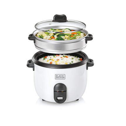 طباخ أرز بلاك اند ديكر 2 في 1 غير لاصق بسعة 700 واط وسعة 1.8 لتر ومزود بالبخار