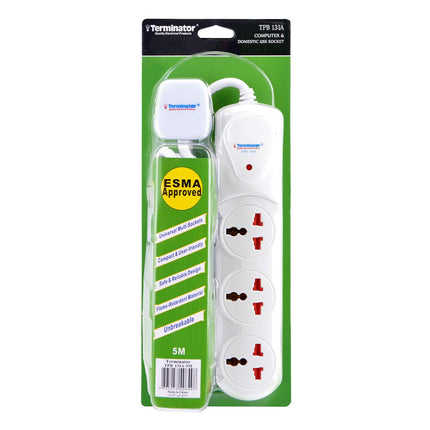 وصلة كهرباء ترميناتور 5 مداخل - 13 أمبير - 3 متر