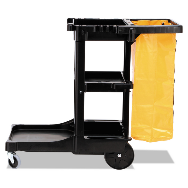 Cleaning trolley with yellow bag
