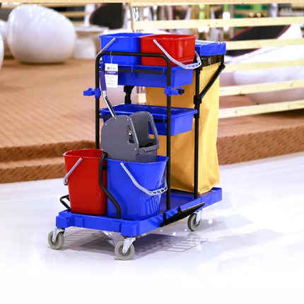 PLASTIC MULTI-FUNCTIONAL CLEANING TROLLEY JANITOR CART