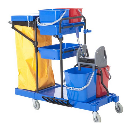 PLASTIC MULTI-FUNCTIONAL CLEANING TROLLEY JANITOR CART