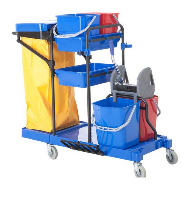 PLASTIC MULTI-FUNCTIONAL CLEANING TROLLEY JANITOR CART