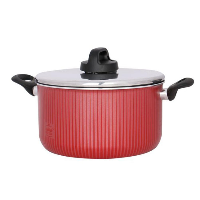 Cooking pot with red lid, 28 cm