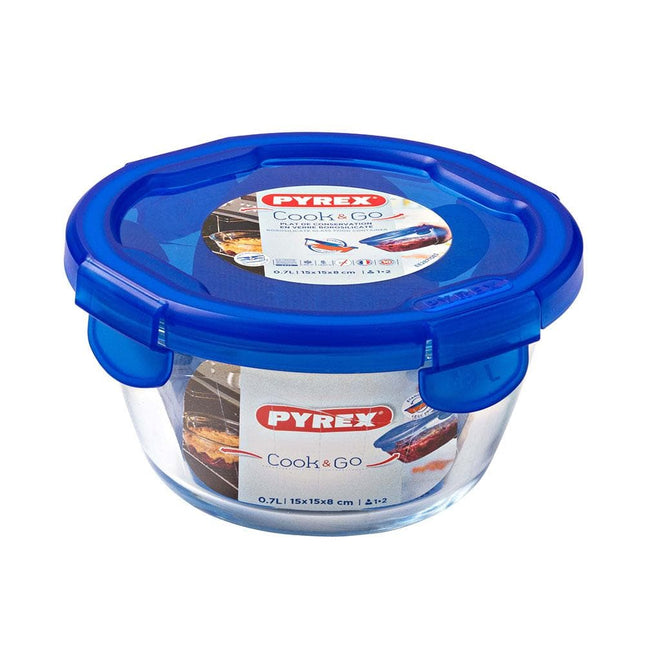 PYREX COOK & GO GLASS FOOD CONTAINER WITH LID 0.7L