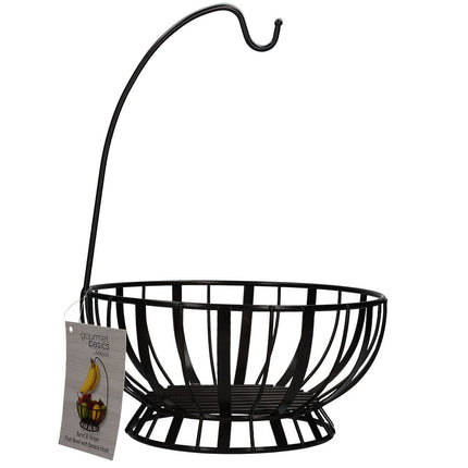 MIKASA GOURMET BAND AND STRIPE FRUIT BASKET WITH BANANA HANGER