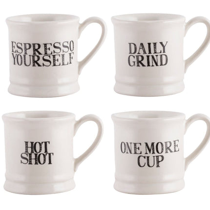 CREATIVE TOPS BAKE STIR IT UP SET OF 4 ESPRESSO TANKARD MUGS