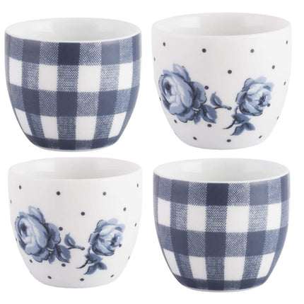 KATIE ALICE VINTAGE INDIGO SET OF 4 EGG CUPS