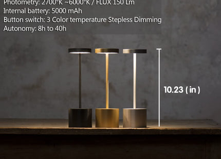 RECHARGEABLE BATTERY DESK LAMP ALUMINIUM LED USB CORDLESS