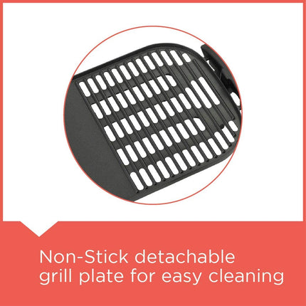 BLACK+DECKER OPEN FLAT GRILL WITH GLASS LID 2200W BLACK