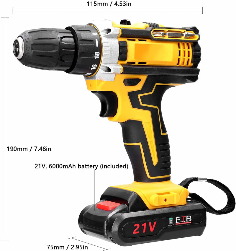 2 SPEEDS ADJUSTMENT 21V CO-LESS ELECTRIC DRILL