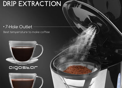 Mega Coffee Maker 1000W 1.25L - Black