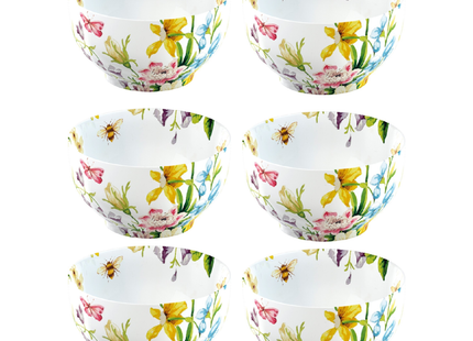 6pcs Katie Alice English Garden Cereal Bowl White Floral 15.2 x 9 cm