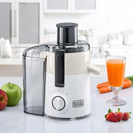 عصارة بلاك اند ديكر 250 واط مع مجرى تغذية كبير، ابيض/رمادي