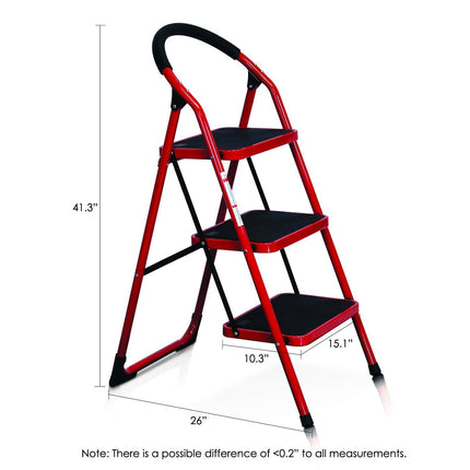 FOLDING 3 STEP LADDER PORTABLE SPACE SAVING LIGHTWEIGHT