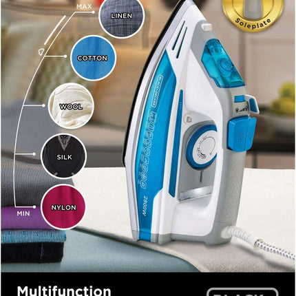 مكواة بخار بلاك أند ديكر مع طريقة الإغلاق التلقائي و مانع التنقيط 2800 واط