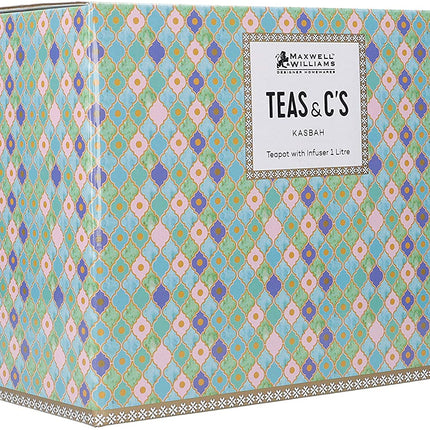 Maxwell & Williams HV0129 Teas & C’s Kasbah Loose Leaf Teapot with Infuser in Gift Box, Porcelain, Mint Green, 5 Cup (1 Litre)