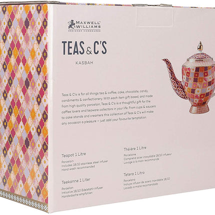 Maxwell & Williams HV0130 Teas & C’s Kasbah Loose Leaf Teapot with Infuser in Gift Box, Porcelain, Rose, 5 Cup (1 Litre)