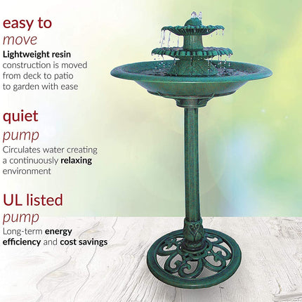 نافورة مياه وحوض طيور بقاعدة من 3 طبقات