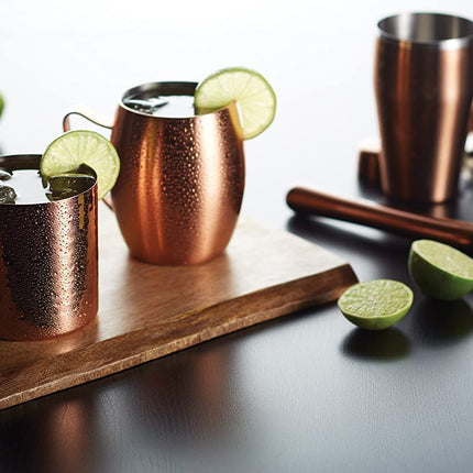 BarCraft BCLLMULE Moscow Mule Mug with Hammered Copper Finish, Stainless Steel, 550 ml