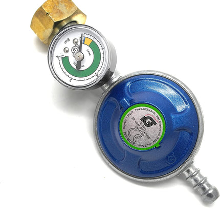 GAS REGULATOR WITH PRESSURE GAUGE FITS CALOR 4.5KG DUMPY
