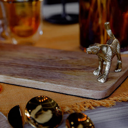 Artesà Rectangular Serving Platter, Mango Wood Board with Leopard Shaped Handles, 32 x 15cm