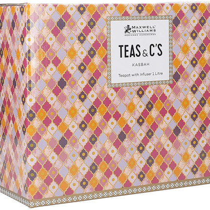 Maxwell & Williams HV0130 Teas & C’s Kasbah Loose Leaf Teapot with Infuser in Gift Box, Porcelain, Rose, 5 Cup (1 Litre)