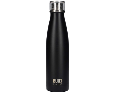 BUILT PERFECT SEAL INSULATED STAINLESS STEEL WATER BOTTLE/THERMAL FLASK WITH LEAKPROOF CAP, 480 ML (17 FL OZ) - MATTE BLACK