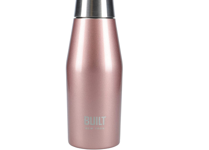 BUILT APEX INSULATED WATER BOTTLE W/ LEAKPROOF PERFECT SEAL LID, SWEATPROOF 100% REUSABLE BPA FREE 18/10 STAINLESS STEEL FLASK, ROSE GOLD, 330 ML